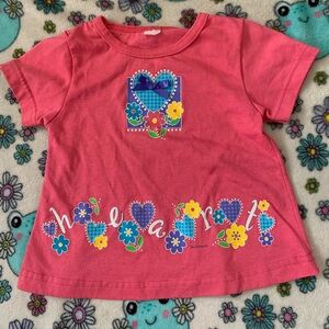 Vintage Pink Heart and Flower Kids Shirt